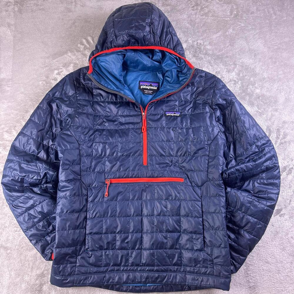 Patagonia Nano Puff Bivy Pullover Jacket Men’s Small Navy Blue Hooded 1/2 Zip